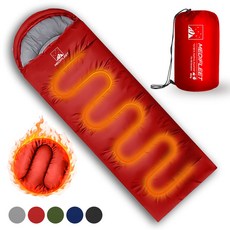 메디플릿 겨울용 머미형 야외 캠핑 침낭 + 수납가방, 1개, 액티브 레드 (2400g)