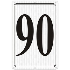 i-CowFun 프리미엄 반사 금속 번호 표지판 1 - 알루미늄 12인치 X 8인치 주차 공간 실외 대형 바닥 도크 코트 통로 필드 페이드 없음 내후성, Reflective Number Signs 90, 1개