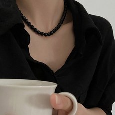 깔끔 포인트 블랙 비즈 여성 패션 목걸이