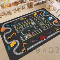 兒童遊戲墊 汽車跑道地墊 停車場遊戲墊 交通玩具地墊, 環城公路,40*60cm樣品尺寸【僅貼紙2張】