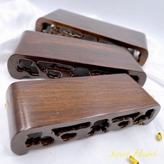 Sweet Heart 田芯好物精選 高質感 黑梓木底座 精美雕花 可搭 聚寶盆 貔貅龍龜, 1個, 長方形,中款