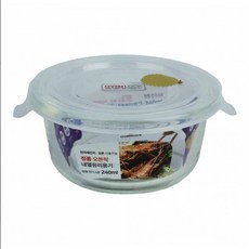 오븐락 내열유리 원터치찬기 원형 4호 240ml 유리용기 전자레인지 오븐용, 단일상품1, 1개