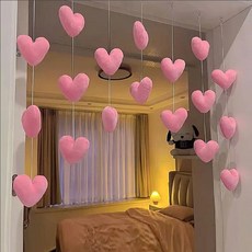 러블리 핑크 하트 인테리어 문커튼 장식, 라이트핑크