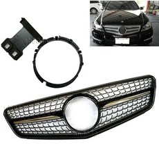 for 08-13 W204 C180 C200 C250 滿天星 水箱罩 GRILLES 全亮 黑色烤漆 水箱護罩, 1個