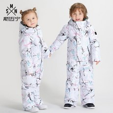 小眾設計兒童連體滑雪服 防風防水加厚保暖 單板雙板 高質感透氣兒童滑雪服套裝