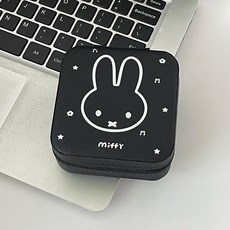 Miffy 首飾收納盒 迷你便攜旅行飾品盒, 音樂米菲兔-黑色, 1個