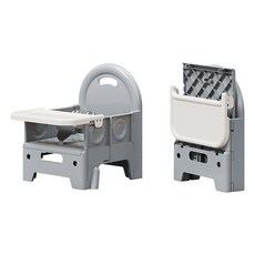 跨境兒童餐椅兒童成長椅便攜式可摺疊寶寶吃飯桌可調節高低餐椅, 灰色單椅