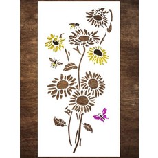 [ 841921 ] DLY LIFESTYLE 페인팅용 해바라기 스텐실 (22.9 x 43.2cm(9 17인치)) - 벽에 그림을 그릴 수 있는 대형 공예용 태양꽃 재사용 가능, Sunflower 9x17 Inches