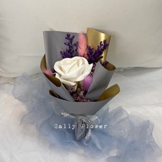 花藝師手作玫瑰迷你乾燥花束 韓式風格禮物首選, 奶白,加購提袋（25*18公分）