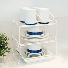 생활의신 2단 다용도 접시정리대, 화이트, 2개