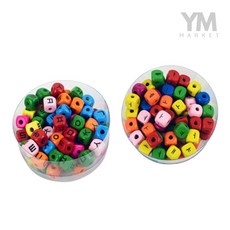 YM 한글 나무 비즈 구슬꿰기, 혼합, 한글모음, 1세트