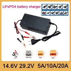 새로운 14.6V 5A 10A 20A29.2V 리튬인산철 충전기 4S 8S 시리즈 LiFePO4 배터리 (지능형 고속 기능 포함), [03] XT90, 02 14.6V 5A