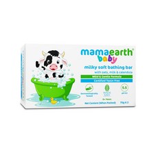 MAMAEARTH 밀크 소프트 베이비 목욕 비누 바 미국 직배송, 2개, 75g