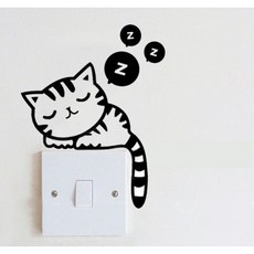 mamabao 開關貼紙，多款可愛圖案，輕鬆黏貼，美化居家環境, 瞌睡熊貓