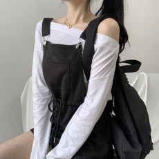 韓版寬鬆吊帶褲長袖上衣套裝