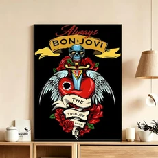 포스터 HD 아트 방수 접착식 벽 장식 가정 장식(거실 침실 바) 미적 감각의 록 밴드 B-Bon J-Jovi, 01 15X20cmNoframe, 01 White8