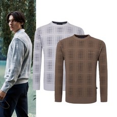 힐크릭 남성골프웨어 가을니트 헨리체크패턴스웨터