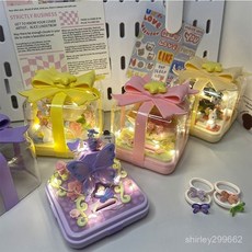 高顔值飾品收納 浪漫月光社星願指尖戒指盒益智拚裝積木diy錶白求婚女生生日禮物, A1求愛蝴蝶禮盒紫色【送戒指】,自行掃碼補件【拆封不支持退貨退款】, 1個