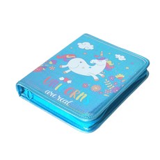 獨角獸卡通美術繪畫用品水彩筆收納包, 1個, 天藍色