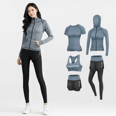 장사부 여성 5종 요가복 필라테스 운동복 트레이닝 세트 헬스복 런닝복 조깅복