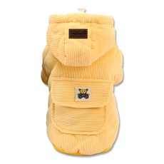 딩동펫 반려동물 빅포켓 골덴 후드점퍼, 옐로우, 1개