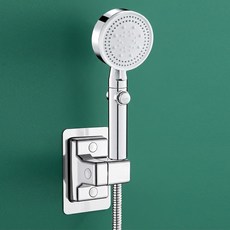 아트리빙스 무타공 강력 접착식 각도 조절 샤워기 거치대, 실버