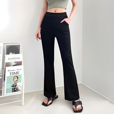 잘빠진 여성용 냉감 통기성 썸머 롱 부츠컷 밴딩 쿨 팬츠