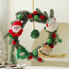 嗨購 耶誕花環成品 耶誕節裝飾 壁掛花藝 門掛裝飾品 吊飾 場景佈置, 仿真諾貝松花環D款35cm 成品出貨, 1個