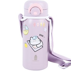 웜쿨러 원터치 보온 보냉 텀블러(스티커+스트랩세트), 04퍼플텀블러+스트랩1개+스티커4종, 1세트, 350ml