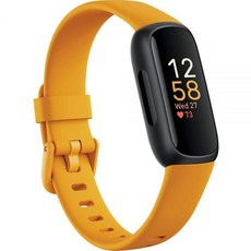 Fitbit Inspire 3 피트니스 트래커 - 스트레스 관리 운동 강도 및 수면 추적 기능을 갖춘 고급 인사이트 24시간 연중무휴 심박수 작고 큰 클래식 밴드 포함 미드나, Black/Morning Glow