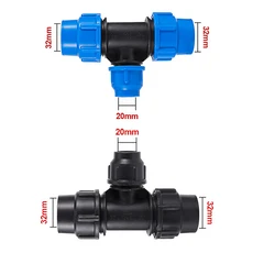 20/25/32/40/50mm PE 파이프 티 감속기 호스 커넥터 맞춤 정원 관개 피팅 플라스틱 분배기, 02 Black, 03 32 x 20 x 32