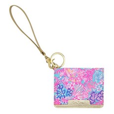 Lilly Pulitzer 스냅 ID 카드 케이스 귀여운 키체인 지갑 손목 스트랩이 있는 슬림 신용 카드 홀더 스플렌더 인 더 샌드 스냅 카드 케이스
