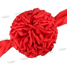 台灣出貨 大紅綢佈 結婚紅繡球 花球 開幕用 剪綵用品 汽車新車交車展剪彩 花球 開幕彩球 開業慶典 繡球 剪綵彩球, 直徑35CM花球（配5米飄帶）