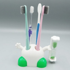 양치 타이머 어린이 학습용 인테리어 3분 모래 시계 탁상 장식 투명 플라스틱 칫솔꽂이 다용도 흡착식