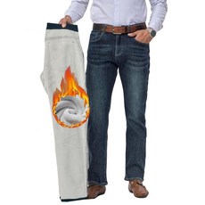 Fakanhui 남성용 플리스 안감 진 겨울 보온 플란넬 안감 진 비즈니스 캐주얼 드레스 작업 데님 진 포멀 블랙