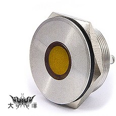 28mm 不鏽鋼金屬平面指示燈 DC12V (接線式), 1個, 藍色, N/A
