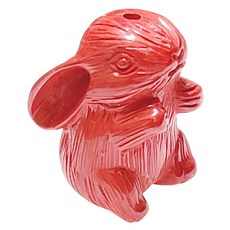 通孔精緻97%帝王砂兔子小雕件7.1g DIY素材 避邪化煞防小人辰砂, 1個