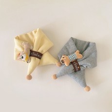 寶寶圍脖秋冬季加厚保暖交叉圍巾小月齡戶外防風兒童可愛超萌脖套