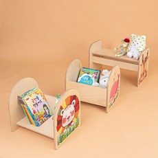 오뉴 캐릭터 가구 원목 스툴 책꽂이 수납함 정리함, 꽃사슴 책꽂이