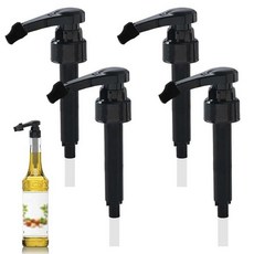 750ml(25온스) 유리병용 커피 시럽 펌프 4개 10cc 블랙 교체용 시럽 디스펜서 펌프 팁 커버 포함 아이스 커피 밀크티 칵테일 디저트 아이스크림 및 홈 바용, 750ml25온스 유리병용 커피 시럽 펌프 4개, 10, Black