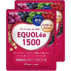 Wellio 에쿠오레아1500 에쿠올 사프리 60알 2봉 세트 60일분 대두 이소플라본 62mg 고배합 게니스테인 유산균 비타민 콜라겐 태반 히알루론산 효소 보충제, 1g, 1개
