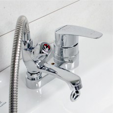 보코BOKCO 세면대 겸용수전 2홀 샤워겸용 수도꼭지 욕실 수전 교체용 보급형 S1-460C, 1개