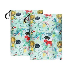 미스보이 세탁 가방 방수 여행용 가방 2팩 재사용 및 가능한 더러운 옷 보관 집 여행 캠핑 카라반 기숙사 24인치 x17" 지퍼 잠금 장치 포함, Green