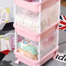 기저귀 정리함 포켓형 이동식 수납함 아기 기저귀 용품 플라스틱 국내생산 트롤리 바퀴형 다용도 진열대, 포켓일반형 4단