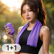 셀피디저트 운동 스포츠 타올 땀수건 헬스 휴대용 30x80, 2개, 퍼플