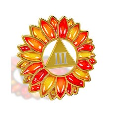 YRCKUDZKG 해바라기 1년 음주 동전 | 스테인드 글라스 반투명 디자인 - AA 메달리온 회복 마일스톤 알코올 중독자 익명의 선물 남성 및 여성용 317709 90424, 3세