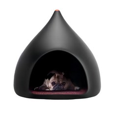 하우스 물방울모양 강아지 고양이 쿠션 반려동물 분리세탁 세련된, 1개, 초콜릿 매트리스 포함