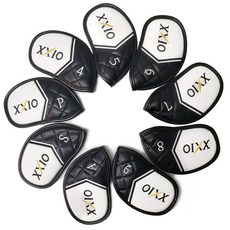 XXIO 골프 아이언커버 세트 PU가죽 클럽커버 레트로 9종세트, 블랙, 1개