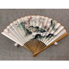 國畫手繪 宣紙摺扇 穆科德老師作品 純手繪山水寫意, 參考詳情頁