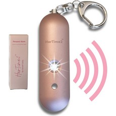 HerTime2 개인 안전 알람 여행 방수 여대생 선물 자기 방어 열쇠고리 엑스트라 라우드 사이렌 스트로브 라이트 귀여운 보호 로즈 골드, Battery Powered, Rose Gold